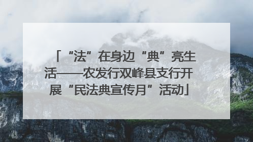 “法”在身边“典”亮生活——农发行双峰县支行开展“民法典宣传月”活动