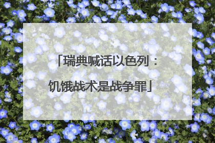 瑞典喊话以色列：饥饿战术是战争罪