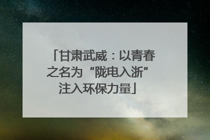 甘肃武威：以青春之名为“陇电入浙”注入环保力量
