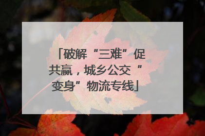 破解“三难”促共赢，城乡公交“变身”物流专线