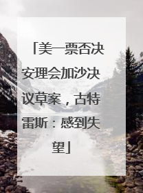 美一票否决安理会加沙决议草案，古特雷斯：感到失望
