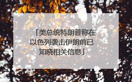 美总统特朗普称在以色列袭击伊朗前已知晓相关信息