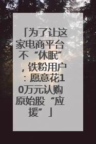 为了让这家电商平台不“休眠”，铁粉用户：愿意花10万元认购原始股“应援”
