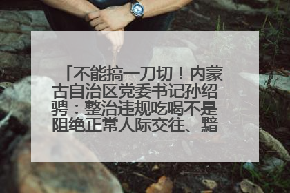 不能搞一刀切！内蒙古自治区党委书记孙绍骋：整治违规吃喝不是阻绝正常人际交往、黯淡人间烟火