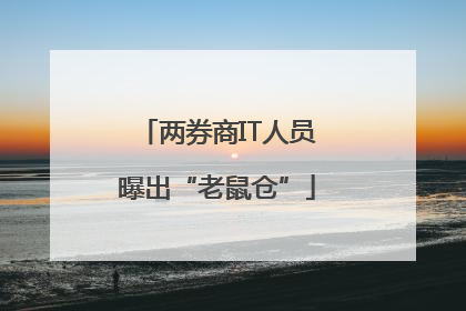 两券商IT人员曝出“老鼠仓”