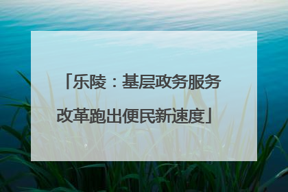 乐陵：基层政务服务改革跑出便民新速度