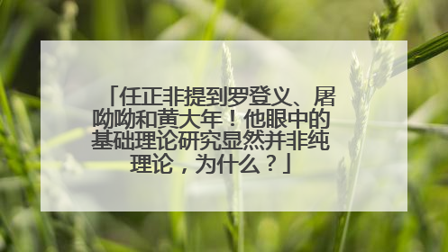 任正非提到罗登义、屠呦呦和黄大年！他眼中的基础理论研究显然并非纯理论，为什么？
