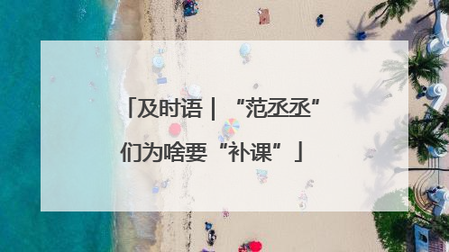 及时语｜“范丞丞”们为啥要“补课”