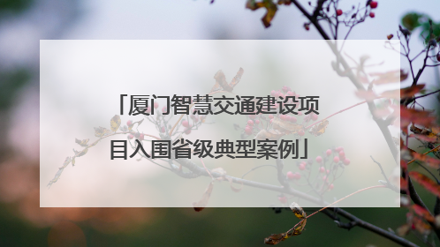 厦门智慧交通建设项目入围省级典型案例