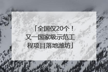 全国仅20个！又一国家级示范工程项目落地潍坊
