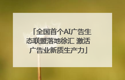 全国首个AI广告生态联盟落地徐汇 激活广告业新质生产力