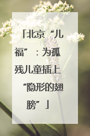 北京“儿福”：为孤残儿童插上“隐形的翅膀”
