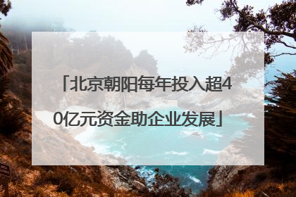 北京朝阳每年投入超40亿元资金助企业发展