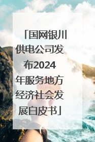 国网银川供电公司发布2024年服务地方经济社会发展白皮书