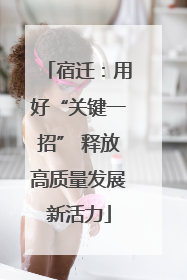 宿迁：用好“关键一招” 释放高质量发展新活力