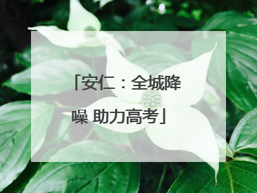 安仁：全城降噪 助力高考