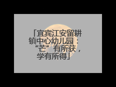 宜宾江安留耕镇中心幼儿园：“芒”有所获，学有所得