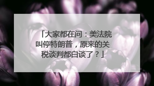 大家都在问：美法院叫停特朗普，原来的关税谈判都白谈了？