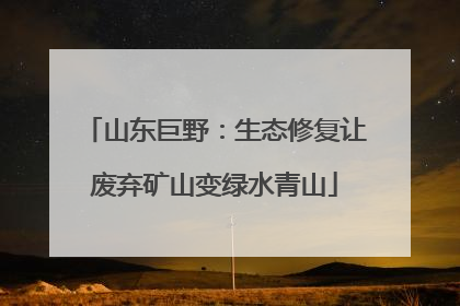 山东巨野：生态修复让废弃矿山变绿水青山
