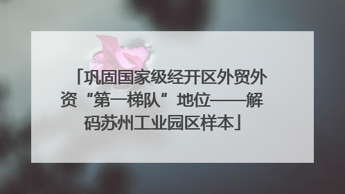 巩固国家级经开区外贸外资“第一梯队”地位——解码苏州工业园区样本