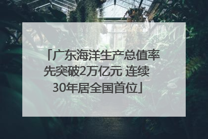 广东海洋生产总值率先突破2万亿元 连续30年居全国首位