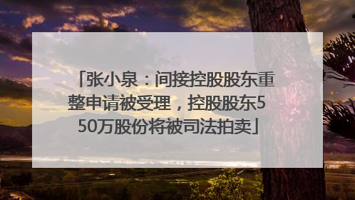 张小泉：间接控股股东重整申请被受理，控股股东550万股份将被司法拍卖