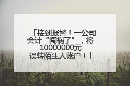 接到报警！一公司会计“闯祸了”，将10000000元误转陌生人账户！