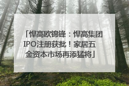 悍高欧锦锋：悍高集团IPO注册获批！家居五金资本市场再添猛将