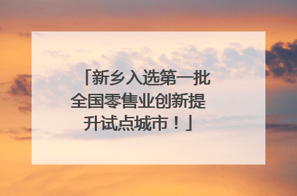 新乡入选第一批全国零售业创新提升试点城市！