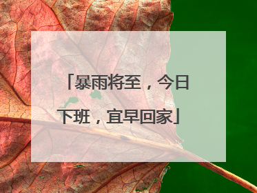 暴雨将至，今日下班，宜早回家