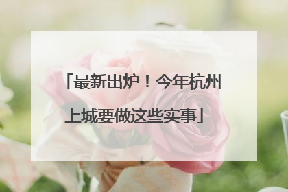 最新出炉！今年杭州上城要做这些实事