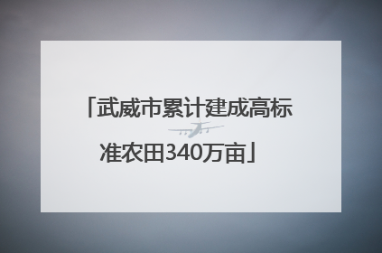 武威市累计建成高标准农田340万亩