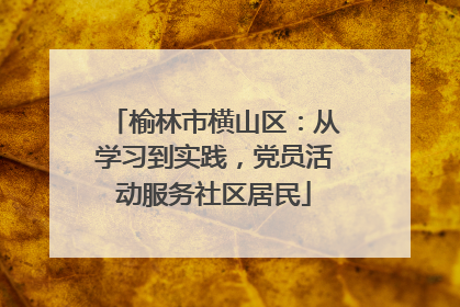 榆林市横山区：从学习到实践，党员活动服务社区居民
