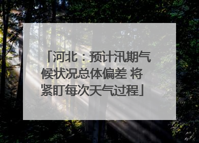 河北：预计汛期气候状况总体偏差 将紧盯每次天气过程