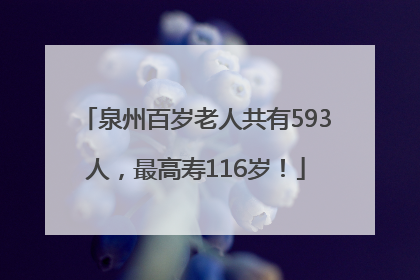 泉州百岁老人共有593人，最高寿116岁！