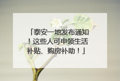 泰安一地发布通知！这些人可申领生活补贴、购房补助！