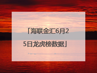 海联金汇6月25日龙虎榜数据