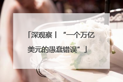 深观察丨“一个万亿美元的愚蠢错误”