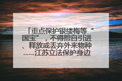 重点保护银缕梅等“国宝”，不得擅自引进、释放或丢弃外来物种……江苏立法保护身边的生物“朋友圈”