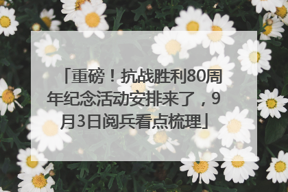 重磅！抗战胜利80周年纪念活动安排来了，9月3日阅兵看点梳理