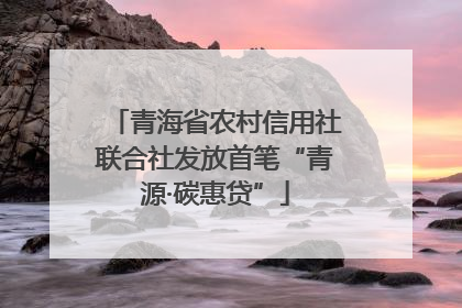 青海省农村信用社联合社发放首笔“青源·碳惠贷”