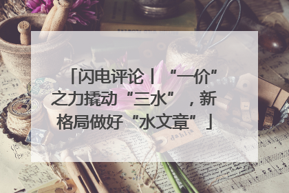 闪电评论丨“一价”之力撬动“三水”，新格局做好“水文章”