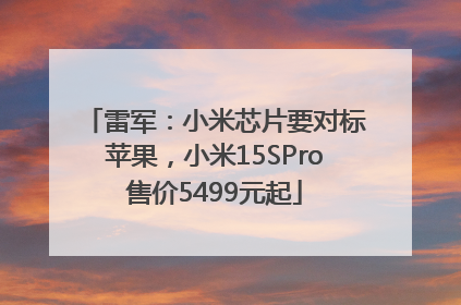 雷军：小米芯片要对标苹果，小米15SPro售价5499元起