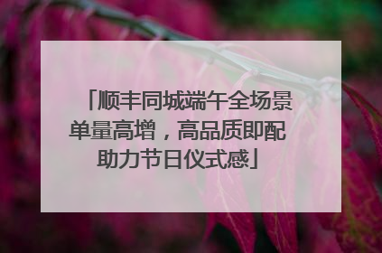 顺丰同城端午全场景单量高增，高品质即配助力节日仪式感