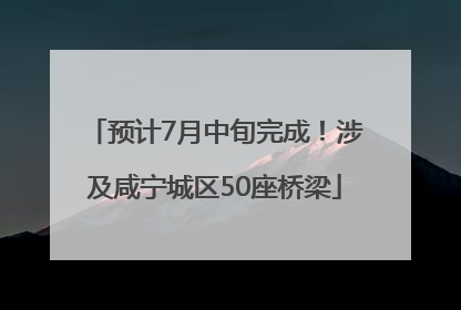 预计7月中旬完成！涉及咸宁城区50座桥梁
