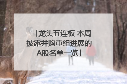 龙头五连板 本周披露并购重组进展的A股名单一览