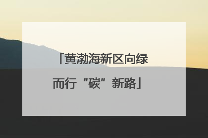 黄渤海新区向绿而行“碳”新路