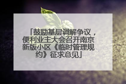 鼓励基层调解争议，便利业主大会召开南京新版小区《临时管理规约》征求意见