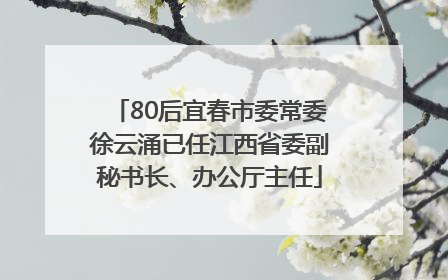 80后宜春市委常委徐云涌已任江西省委副秘书长、办公厅主任